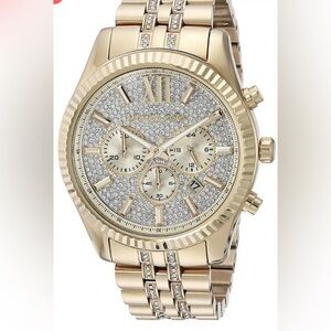 Michael Kors Gold and Silver Crystal Pavé Bracelet Watch Mens
